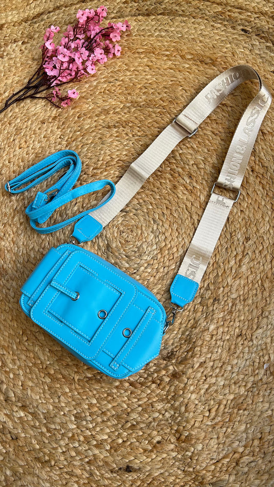 Denim Bag with Broad Belt