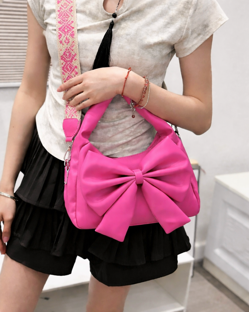 Blush Bow Bag with Broad Belt