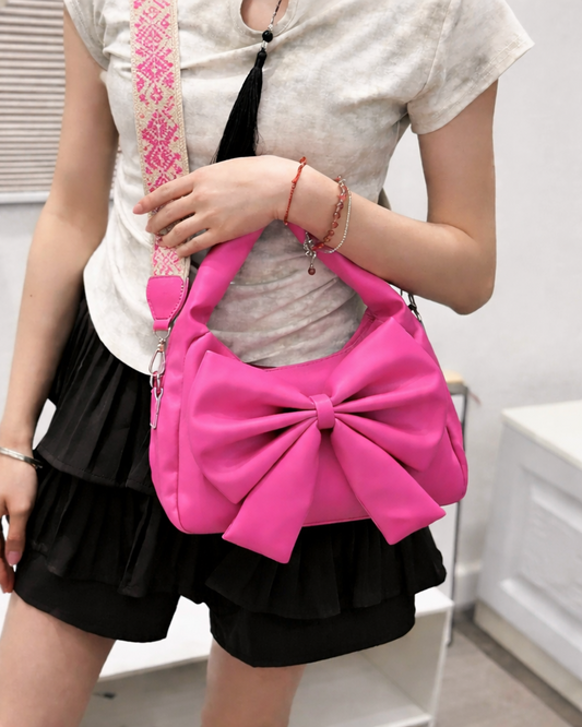 Blush Bow Bag with Broad Belt