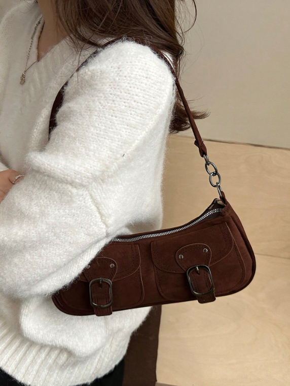 Vintage Suede Buckle Bag 🤎