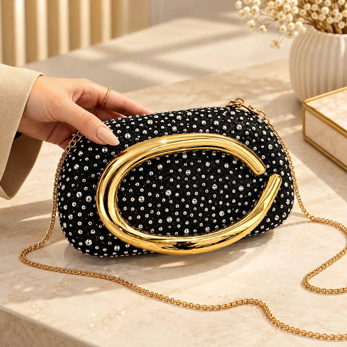 VUEMOD Rhinestone Party Clutch