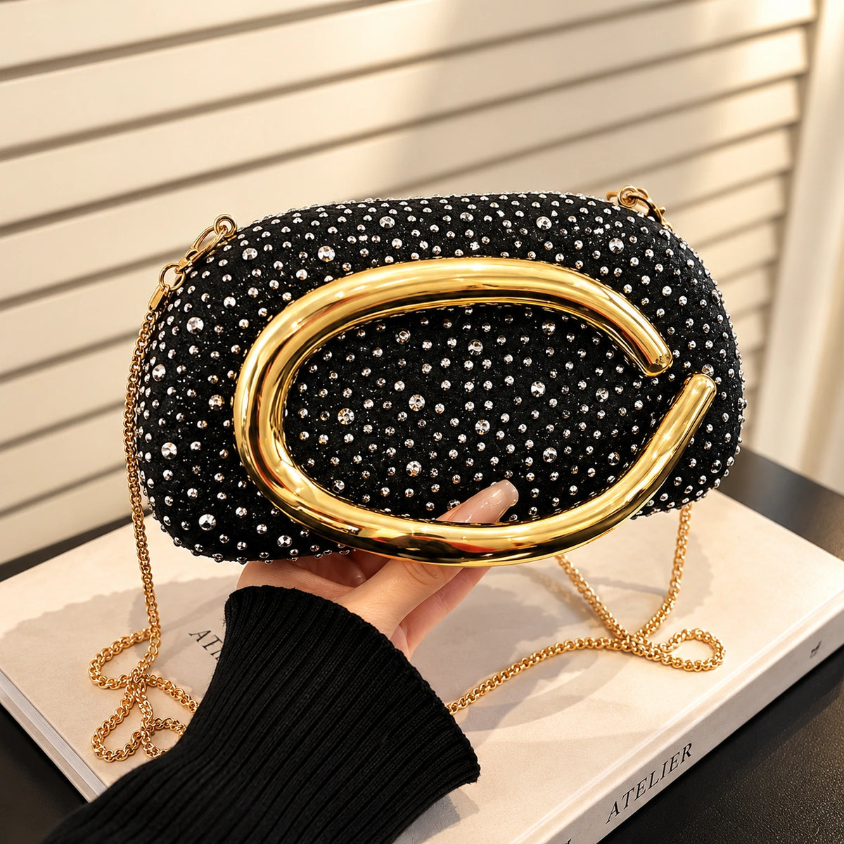 VUEMOD Rhinestone Party Clutch