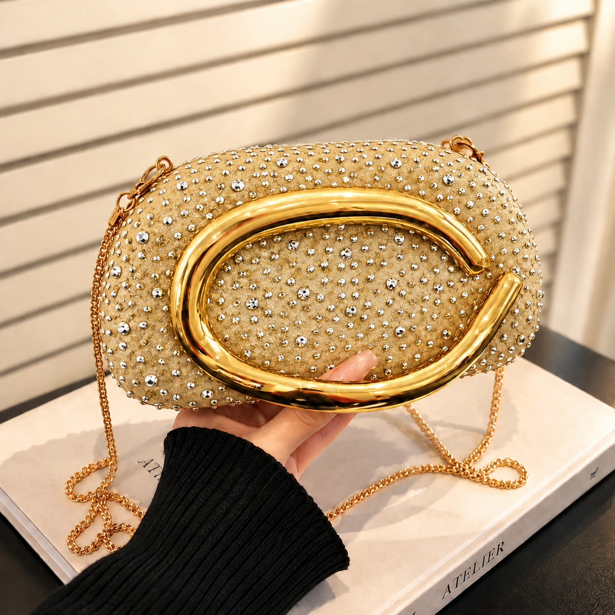VUEMOD Rhinestone Party Clutch